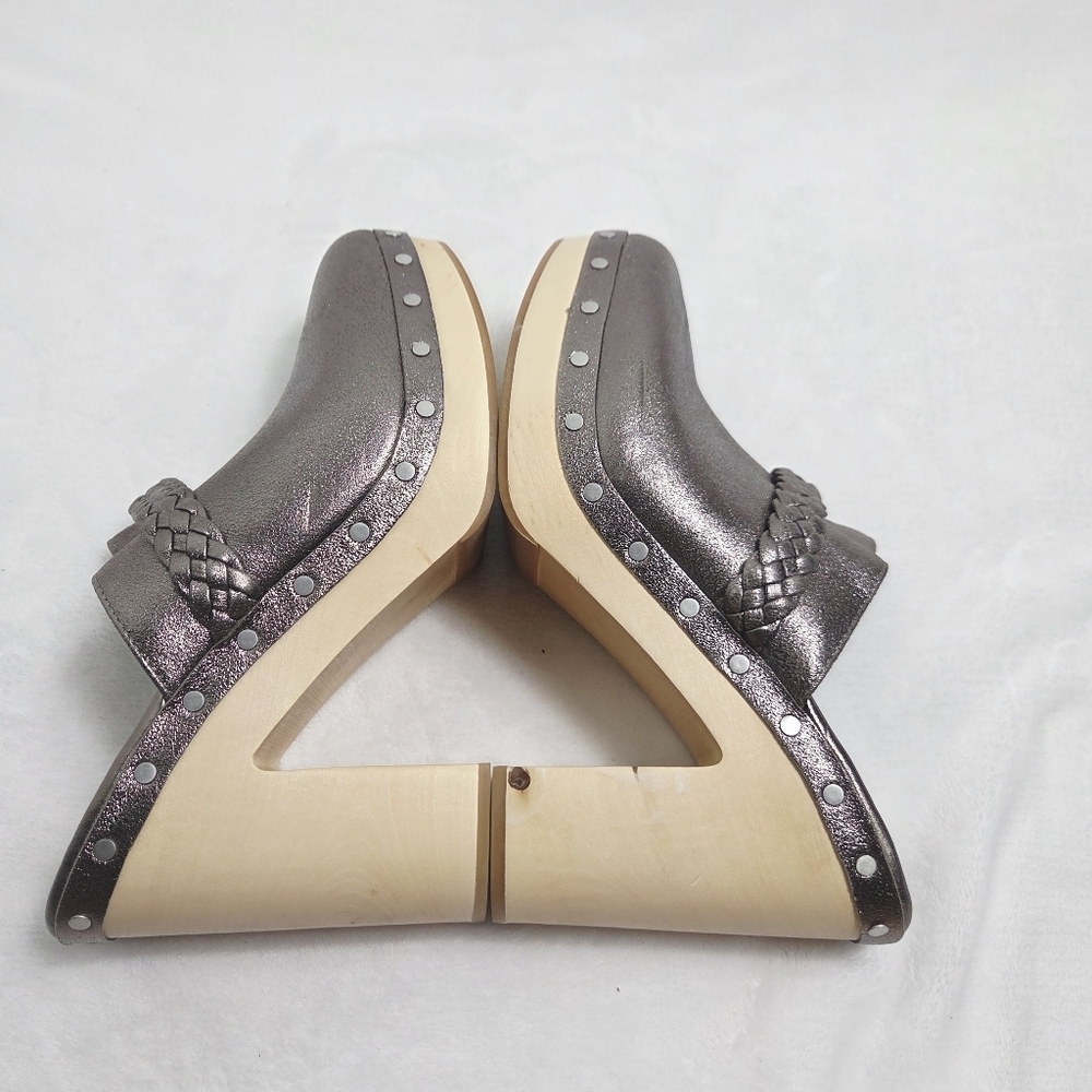 Paige Alex GunMental Suede Heels Platform Clogs - Picture 5 of 9